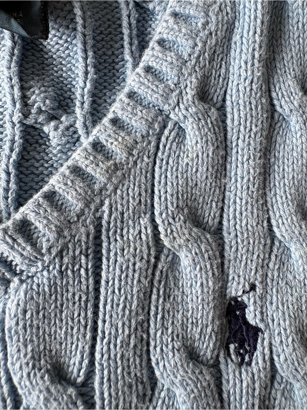 Polo by Ralph Lauren Light Blue Cable Knit V-Neck Sweater Vest - Picture 4 of 5